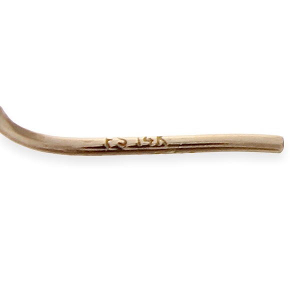 Vintage 14K Gold Ribbed Hoop Earrings Scalloped Shrimp Style Hoops Puffed Oval - Picture 4 of 4